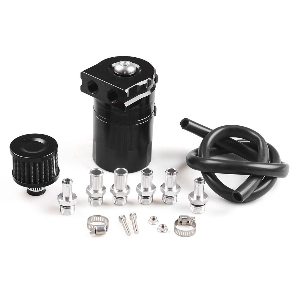 Depósito de aluminio para coche, tanque de captura de aceite con filtro, Kit Universal BX101993: Full Black