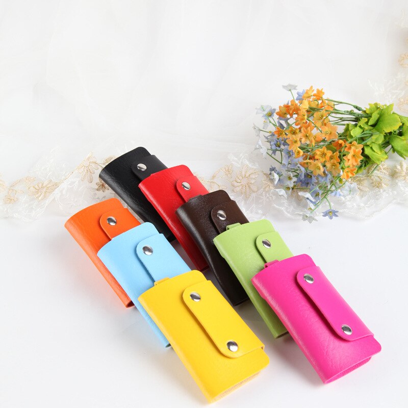 Enkel nyckelring nyckelväska spänne pu läder unisex färg nyckelhållare arrangör bil påse hushållerska väska