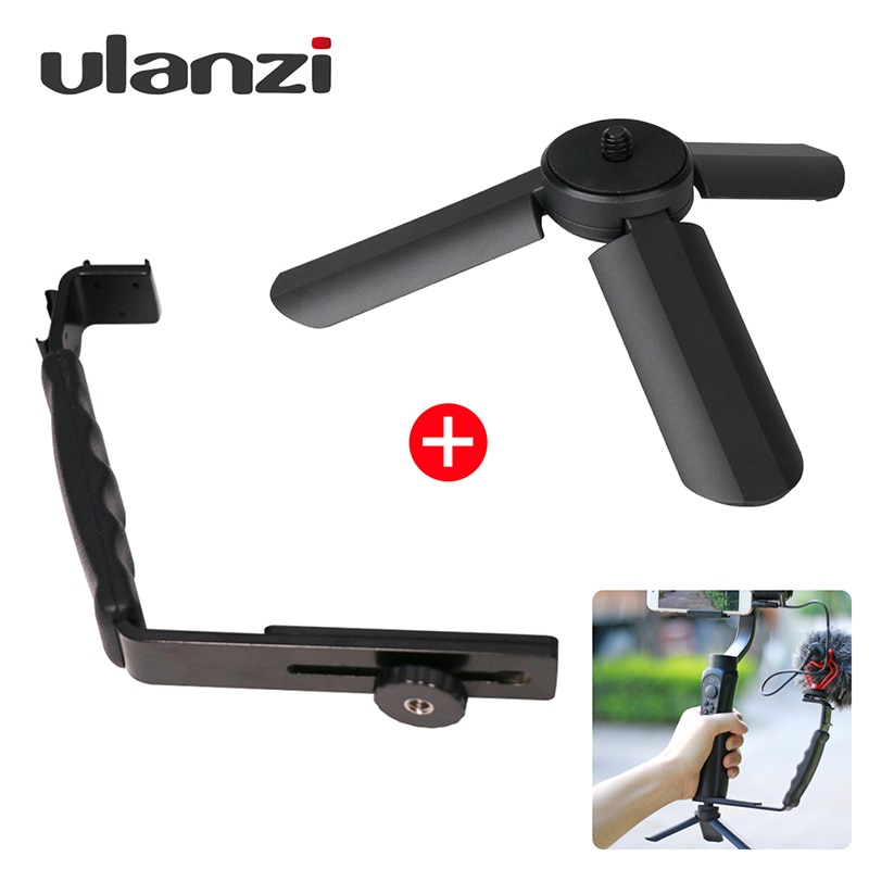 Ulanzi Mini Statief + L Bracket Stand Met 2 Shoe Voor Zhiyun Glad Q/Dji Osmo Mobile2/feiyu Gimbal/ BY-MM1 Microfoon/Licht