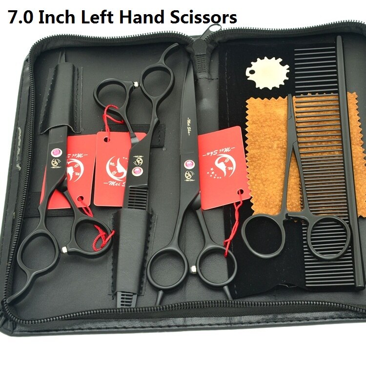 7.0 Inch Left Hand Pet Scissors for Dog Grooming Left-Hand Straight&amp;Thinning&amp;Curved Shears With Comb Forceps B0057A: B0057A-11-70