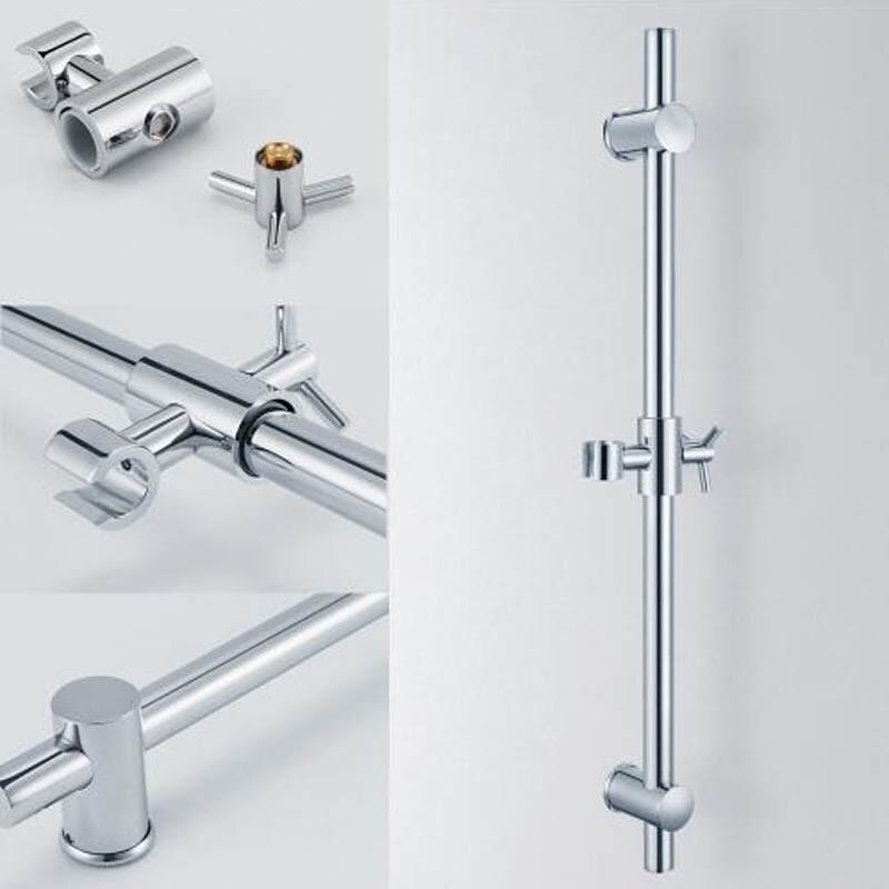 Stainless Steel Slide Bars All Brass Handheld Shower Bracket Height and Angle Adjustable, Polished/Brushed Steel 2 Color HG003