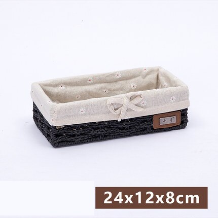Panier de rangement en rotin avec paille, panier en tissu imitation boîte de rangement de bureau, boîte de rangement des clés tressée: 11