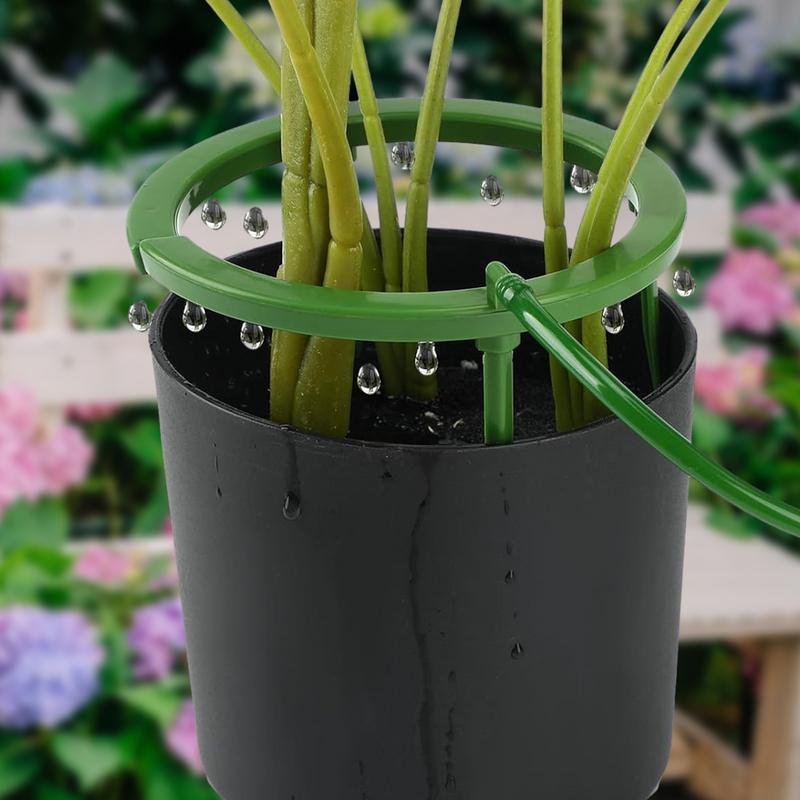 Sistema de riego por goteo para plantas, bucle de goteo para plantas con soporte, anillo de riego por goteo para plantas, gotero de agua para plantas de jardín
