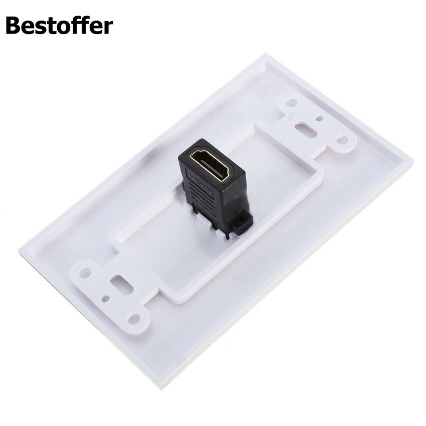 1-Port HDMI Wall Face Plate Panel Cover Outlet Extender 3D 1080P White
