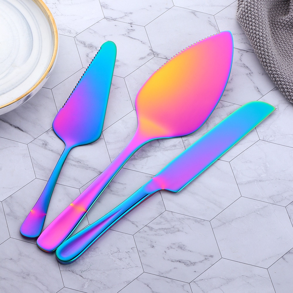 1/3PCS Stainless Steel Cake Shovel Set Bread Pizza Knife Dessert Pie Divider Cutter Spatula Server Baking Tool for Party Wedding
