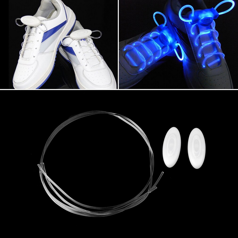 1 Paar Led Sport Veters Flash Light Glow Stick Strap Schoenveters Disco Party Club Platte Schoenveters Tie schoen Knipperende: Blauw