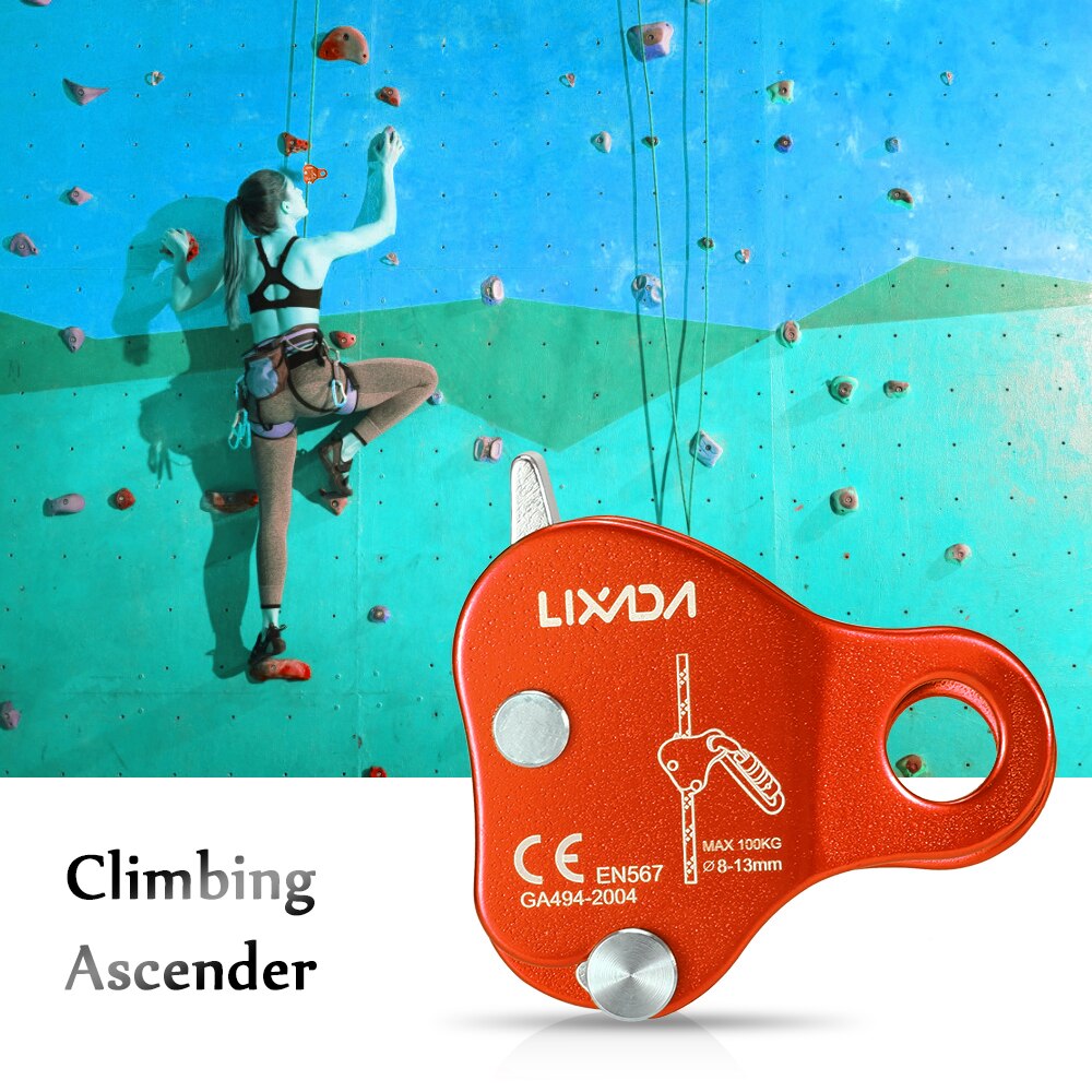 Lixada-Dispositivo de seguridad para escalada al aire libre, dispositivo de agarre de cuerda para escalada al aire libre, elevador de LB, cuerda de 8-13MM