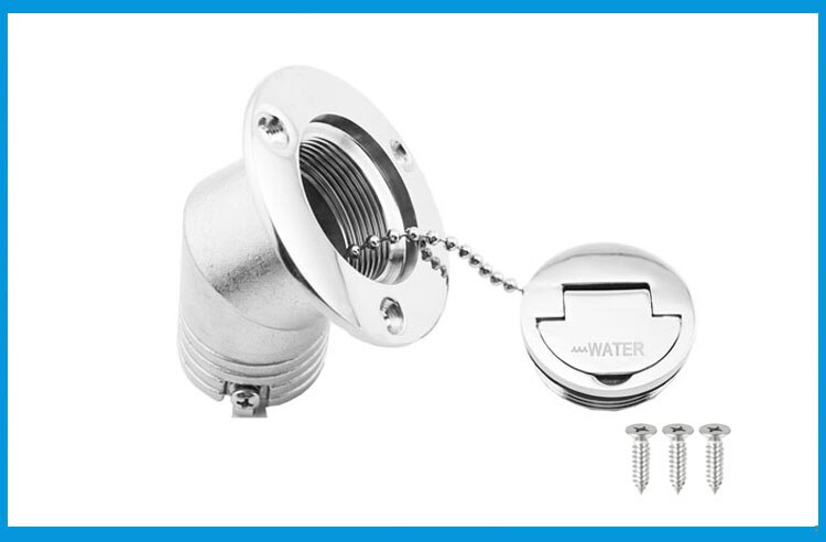 2" Boat Fuel / Water Deck Filler Angled Fill 316 marine grade stainless steel Keyless Cap boat accessories Socket yacht