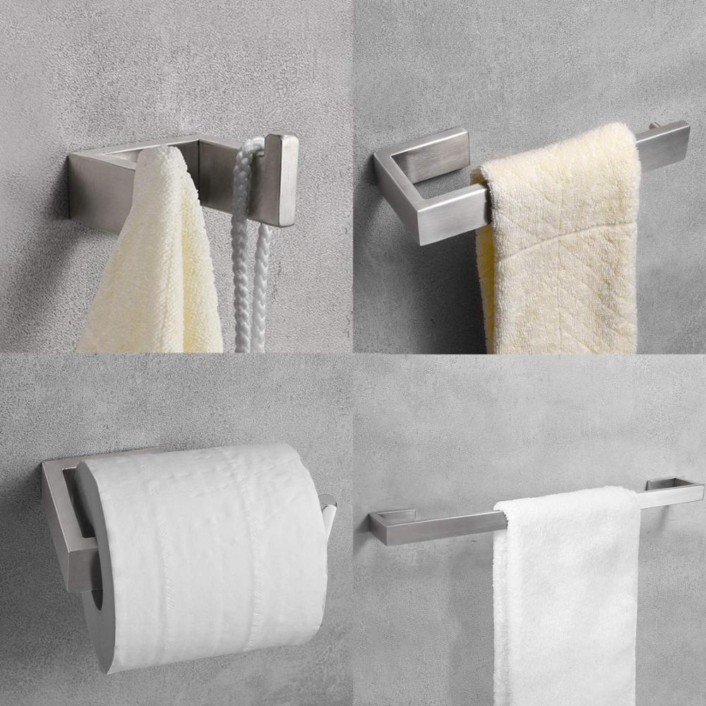 Børstet nikkel badeværelse hardware sæt håndklæde bar toiletpapir holder håndklæde ring kappe sus 304 rustfrit stål vægmonteret