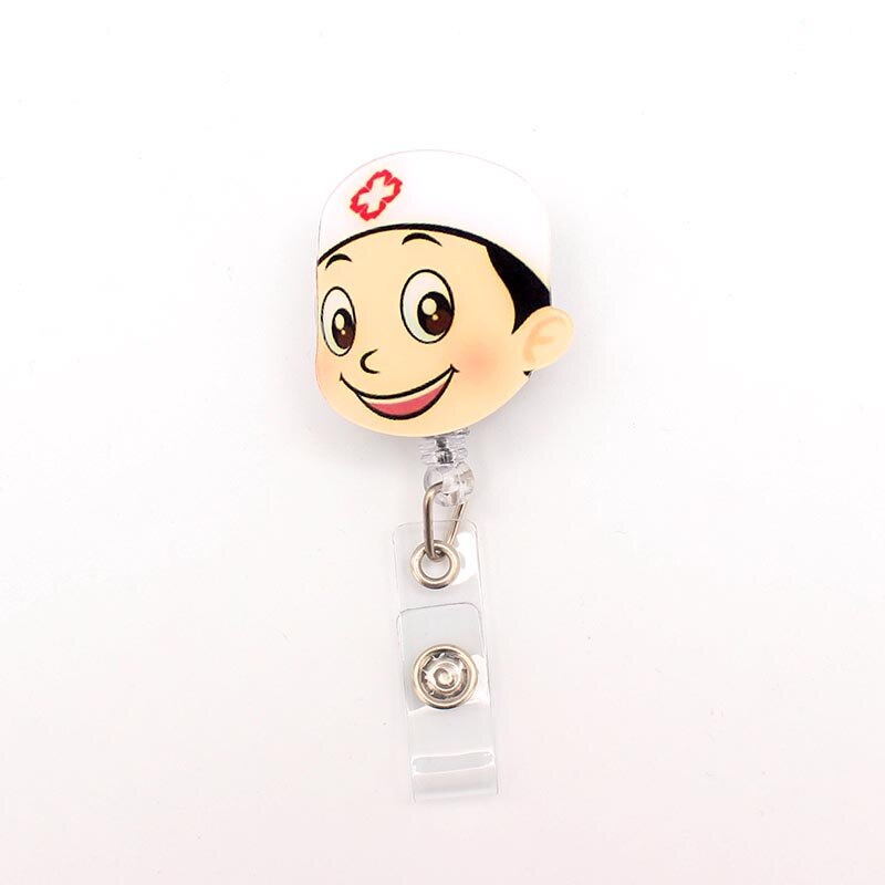 Tecknad söt tandläkare sjuksköterska utdragbar dragbricka rulle id lanyard namnbricka kort märkeshållare rullar läkare sjuksköterska tillbehör: 8