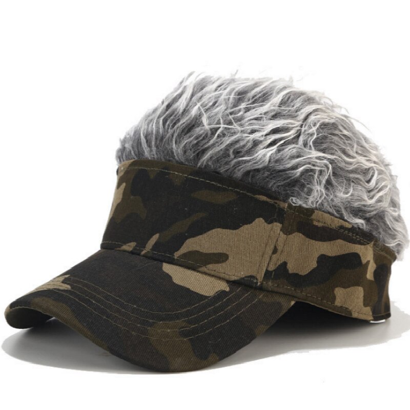 Paryk camo baseball kasket hip hop forår efterår imiteret pels mænd snapback hat afslappet buet camouflage solhat udendørs sport kasket ben: Camo grøn 2
