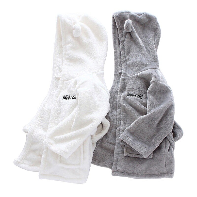 Baby Girls Boys Robes Children Bathrobe Hooded Cap Soft Velvet Robe Pajama Kids Coral Warm Clothes Baby Lovely Home Clothes