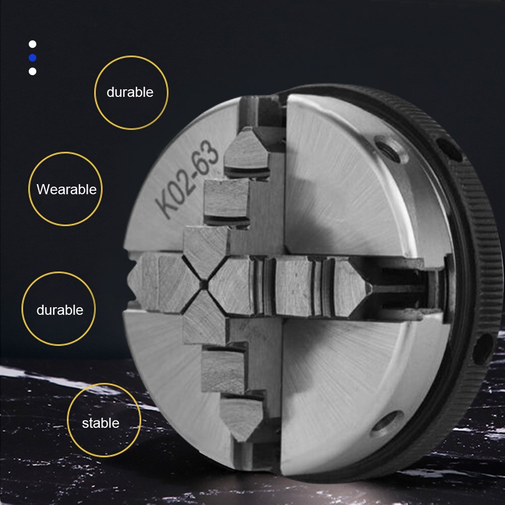 4 Jaw Practical Self Centering Machine Accessories Durable Steel Multifunction Wide Clamping Range Wood Lathe Chuck Industrial