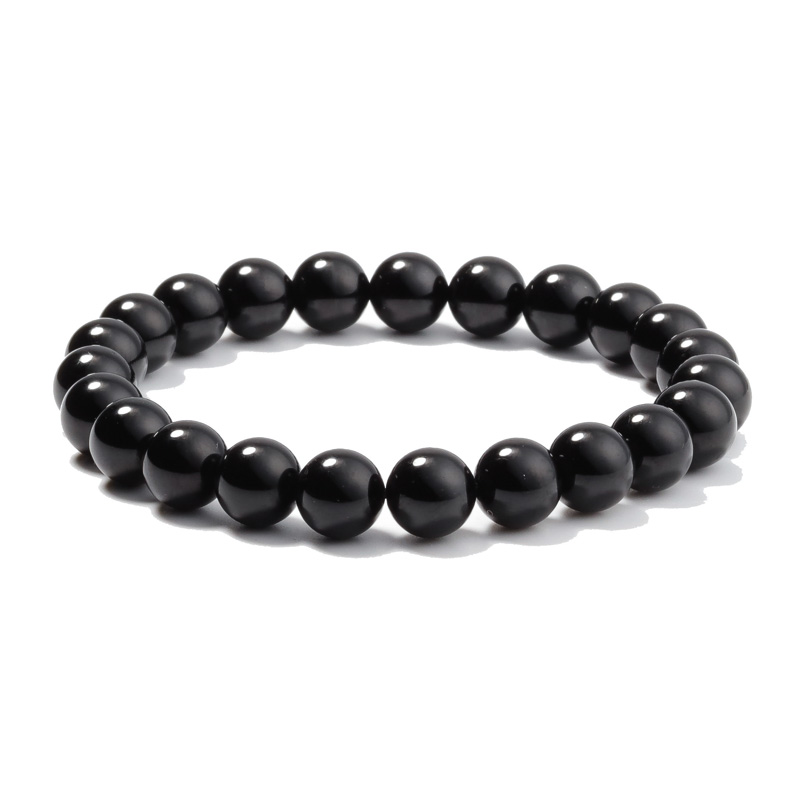 Natuurlijke 6/8/10mm zwarte Toermalijn armband voor mannen en vrouwen mode energie Bedelarmband Sieraden