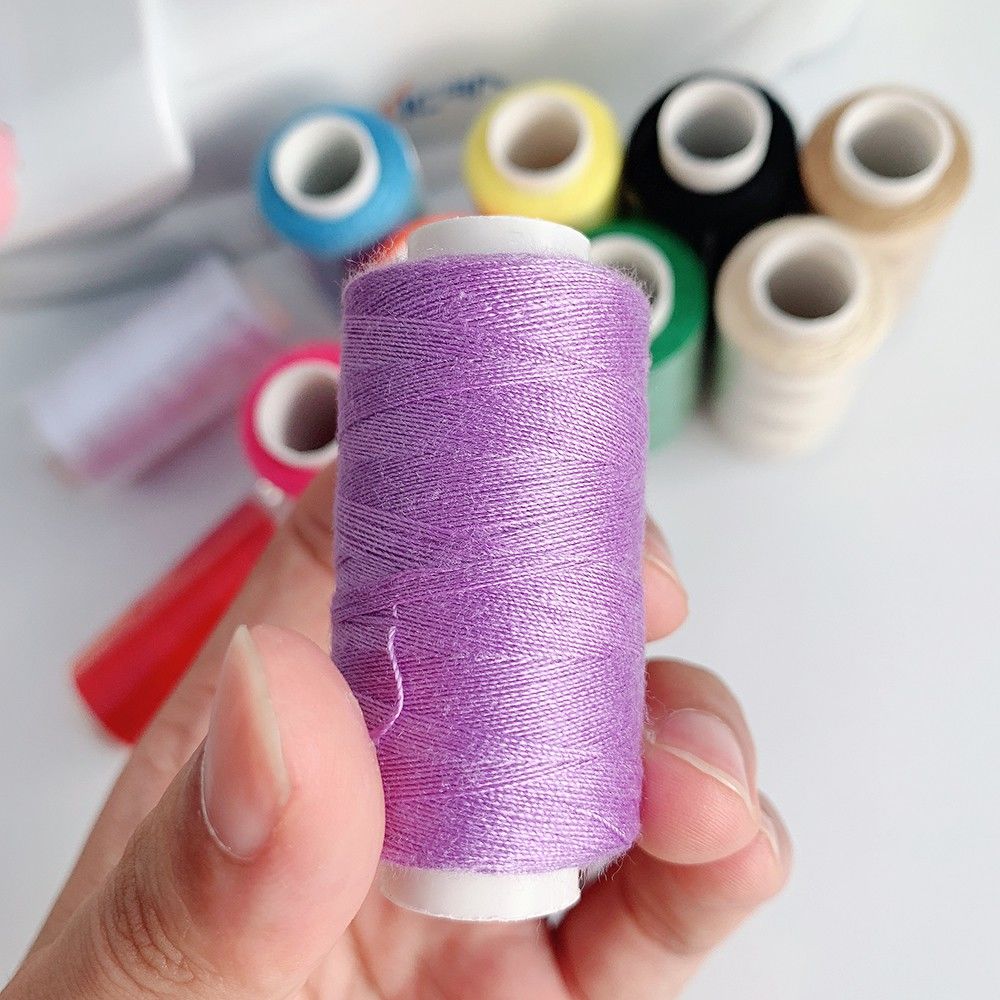 12 Colors Mixed 100% Cotton Yarn Sewing Thread Roll Machine Hand Embroidery 300 Meters/roll For Home Sewing Kit