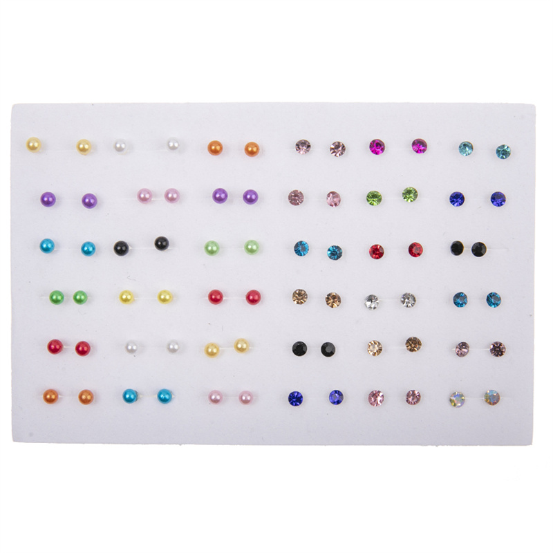 Novo 36 pares/set tamanho misto colorido cristal brincos conjunto feminino plástico strass brincos conjuntos para menina jóias festa presente: Cor dourada amarelo claro