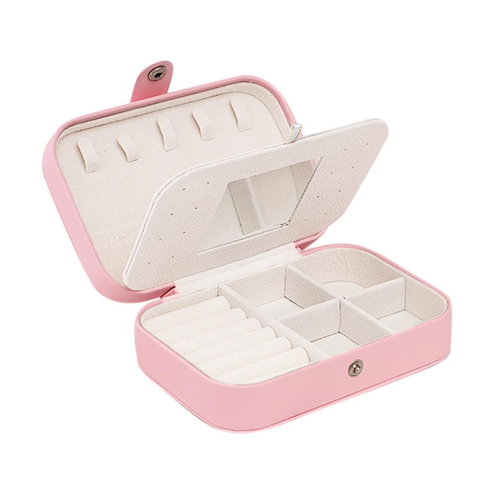 Expositor de joyas de terciopelo, caja de joyería de estilo coreano, caja de joyería portátil, anillo de cuero, caja de almacenamiento de joyas multifunción: Style C Pink