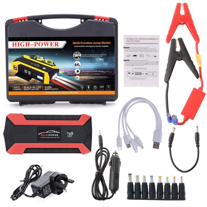 89800mAh 4 USB Portable Car Jump Starter Pack Booster Charger Battery Power Bank: Default Title