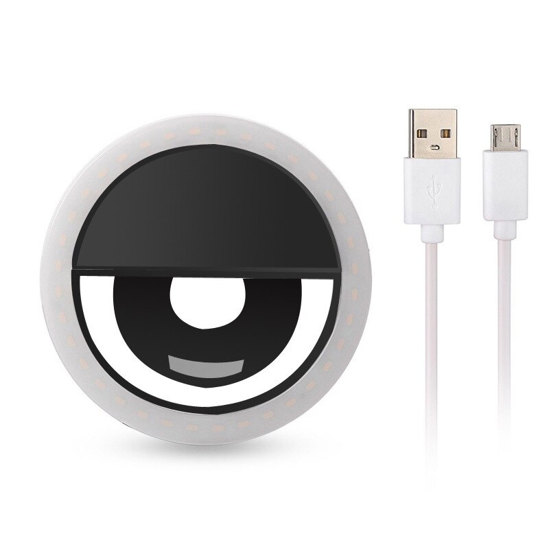 USB portato di Carica Selfie Anello di Luce per Il Iphone Supplementare Illuminazione Fotografica Selfie Migliorare La Luce di Riempimento per I Telefoni: nero con USB