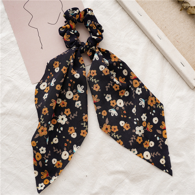 estampado de leopardo lazo largo de satén cinta cola de caballo bufanda lazo para el cabello Scrunchies mujeres niñas bandas elásticas para el cabello accesorios para el cabello: Albaricoque