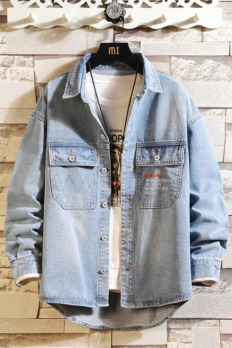 Denim veste hommes imprimer moto basique manteau hommes japonais Streetwear Hip Hop veste Cowboy mâle Jean Bomber vestes