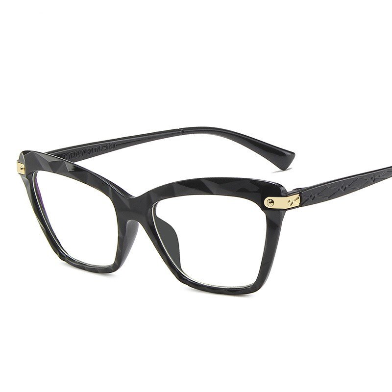 Glasses Women Diamond style frame Square Glasses Frames Optical Computer Glasses Crystal Cut Frame Office Eyewear: Black Clear