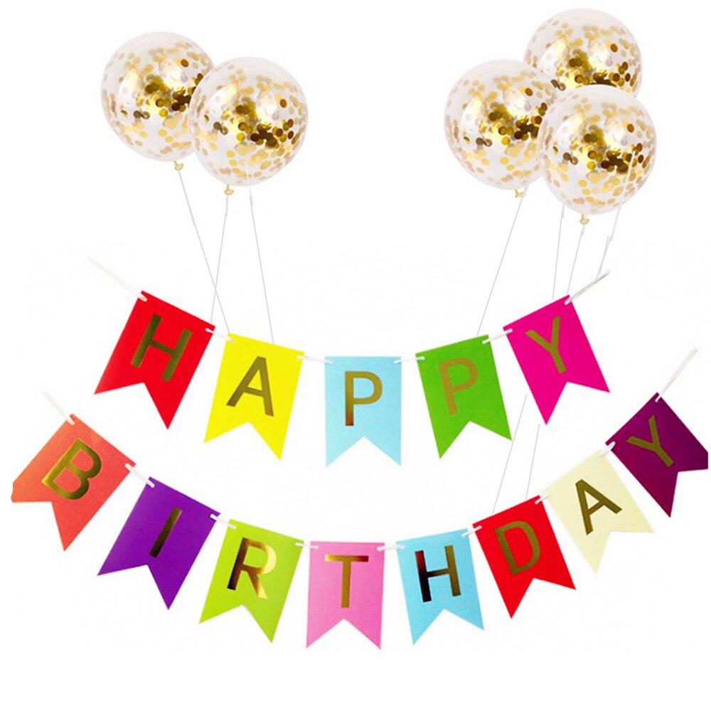 1 set grattis på födelsedagen brev banderoll roséguld konfetti luftballonger baby shower födelsedagsfest dekorationer unga flickor barn pa: 5