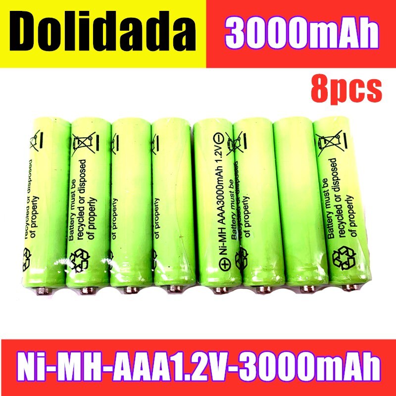 AAA battery 3000 mAh Rechargeable battery NI-MH 1.2 V AAA battery for Clocks, mice, computers, toys so on,Battery+Charger: Black