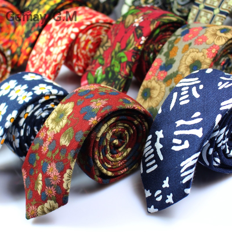 Märke bröllop bomull blommiga slipsar för män kostym smala herr slipsar gravatas slim corbatas vestidos hals slips cravat brudgums slips