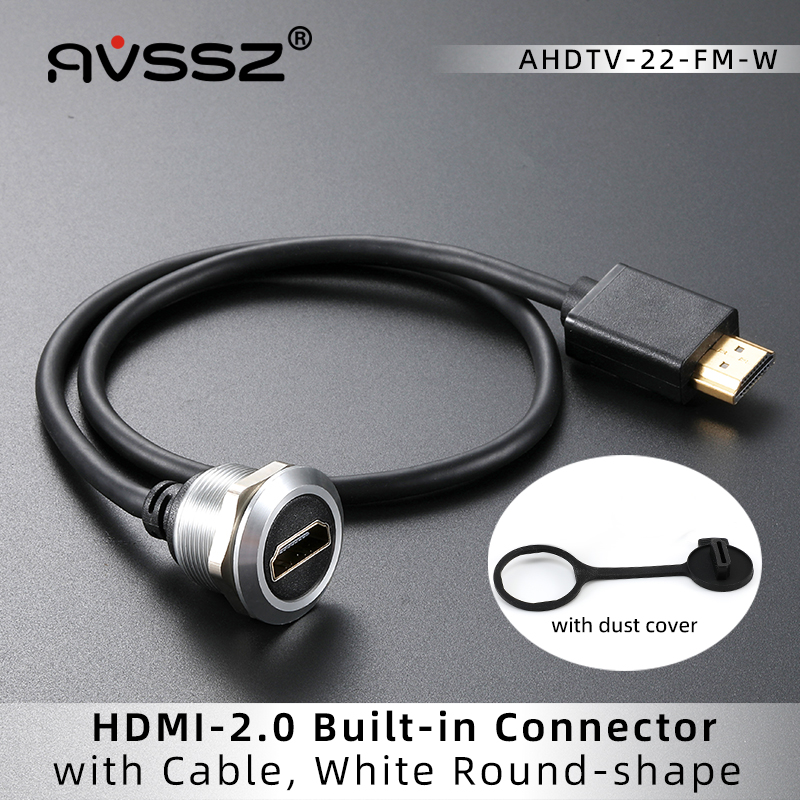 0.5-2m metall hdmi 2.0 data forlengelseskabelkontakt hunn-til-hann innfelt adapterkontaktledninger, til bil, lastebil, motorsykkelindustri: Svart / 2m