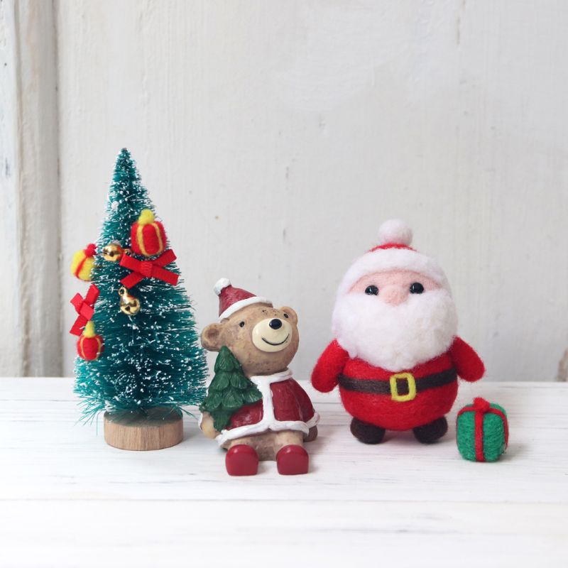 Santa Claus Doll Wool Felt Craft DIY Non Finished Poked Set Handcraft Kit for Needle Material Bag Doll For Christmas
