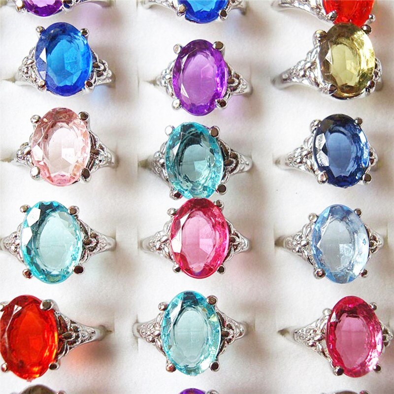 PINKSEE Mix 10Pcs Rhinestone Crown Rings Trendy Charming Finger Rings for Women and Girls Party Jewelry Accessories: F01