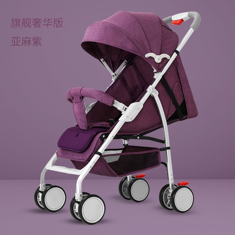 Baby Stroller Ultra Light Portable Can Sit Reclining Baby Umbrella Folding Shock Absorber Children Trolley Kinderwagen: purple