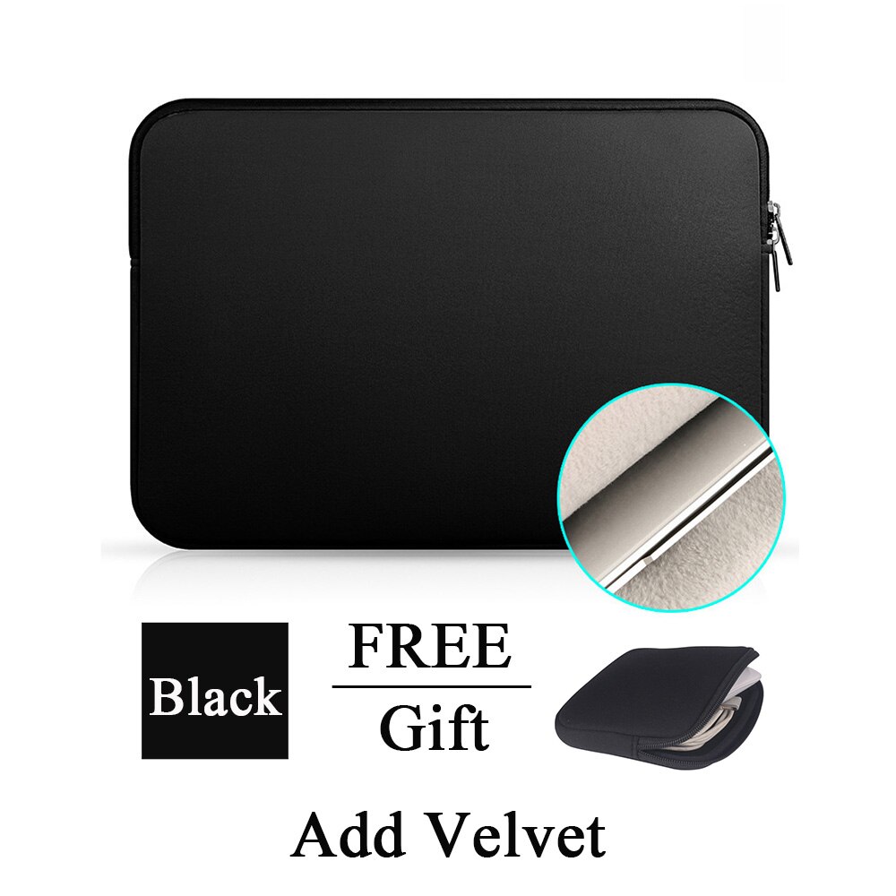 Laptop Notebook Case Tablet Sleeve Cover Bag 11" 12" 13" 15" 15.6" for Macbook Pro Air Retina 14 inch for Xiaomi Huawei HP Dell: Black Add Velvet