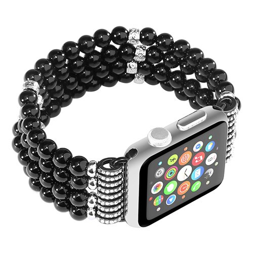 Strap Voor Apple Horloge Band 42Mm 44Mm 40Mm 38Mm 41Mm 45Mm Kleurrijke Comfortabele Handgemaakte parel Band Voor Iwatch Serie 7/Se/6/5/4/3: black / for 42mm 44mm 45mm