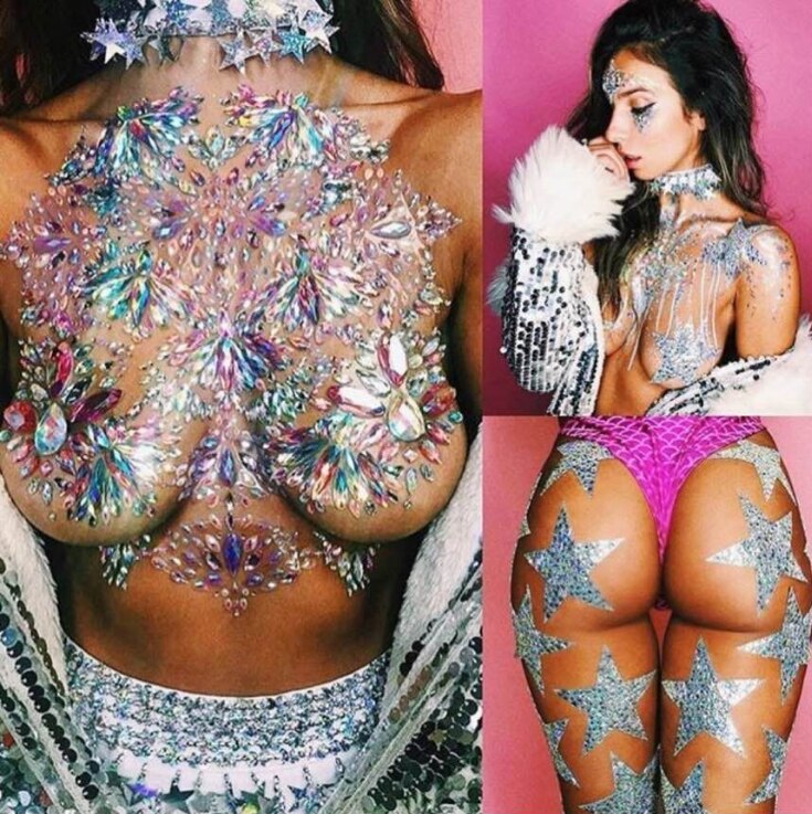 3D Kristall diamant Tattoo Brust Edelsteine Aufkleber Sexy Glitter Strass Titten Schmuck Schmuck Frauen Party Körper nippel Make-Up