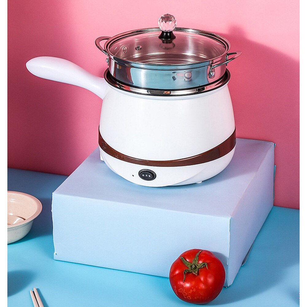 110V Mini Electric Double Layer Pot Multifunction Noodles Cooker Non-stick Skillet Steamed Eggs Soup Rice Cooking Pot