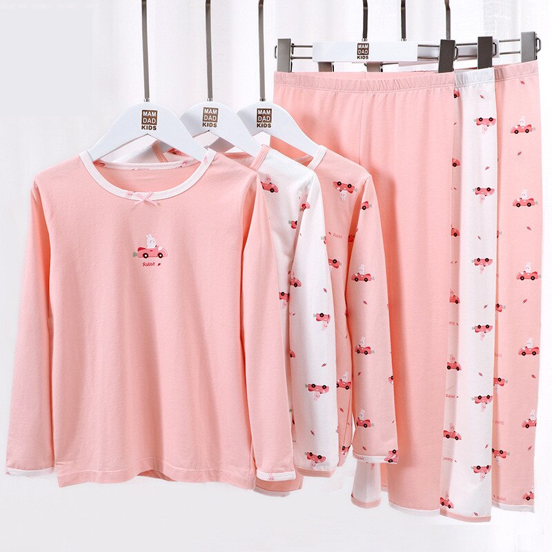 girls cotton underwear set autumn winter pajama set for kids causal sleepshirt sleeping pants kids long johns homewear set