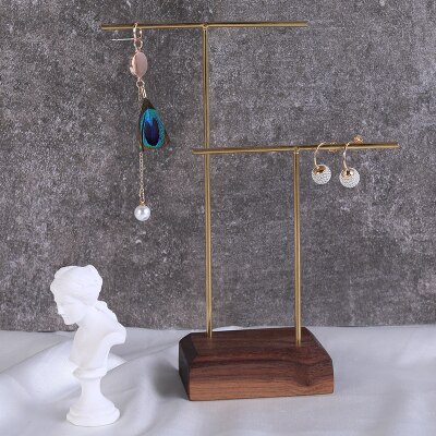 Ketting Buste Massief Houten Zwarte Walnoot Hanger Ketting Display Houder Oorbellen Ring Display Stand Massief Houten Ketting Showcase: 4