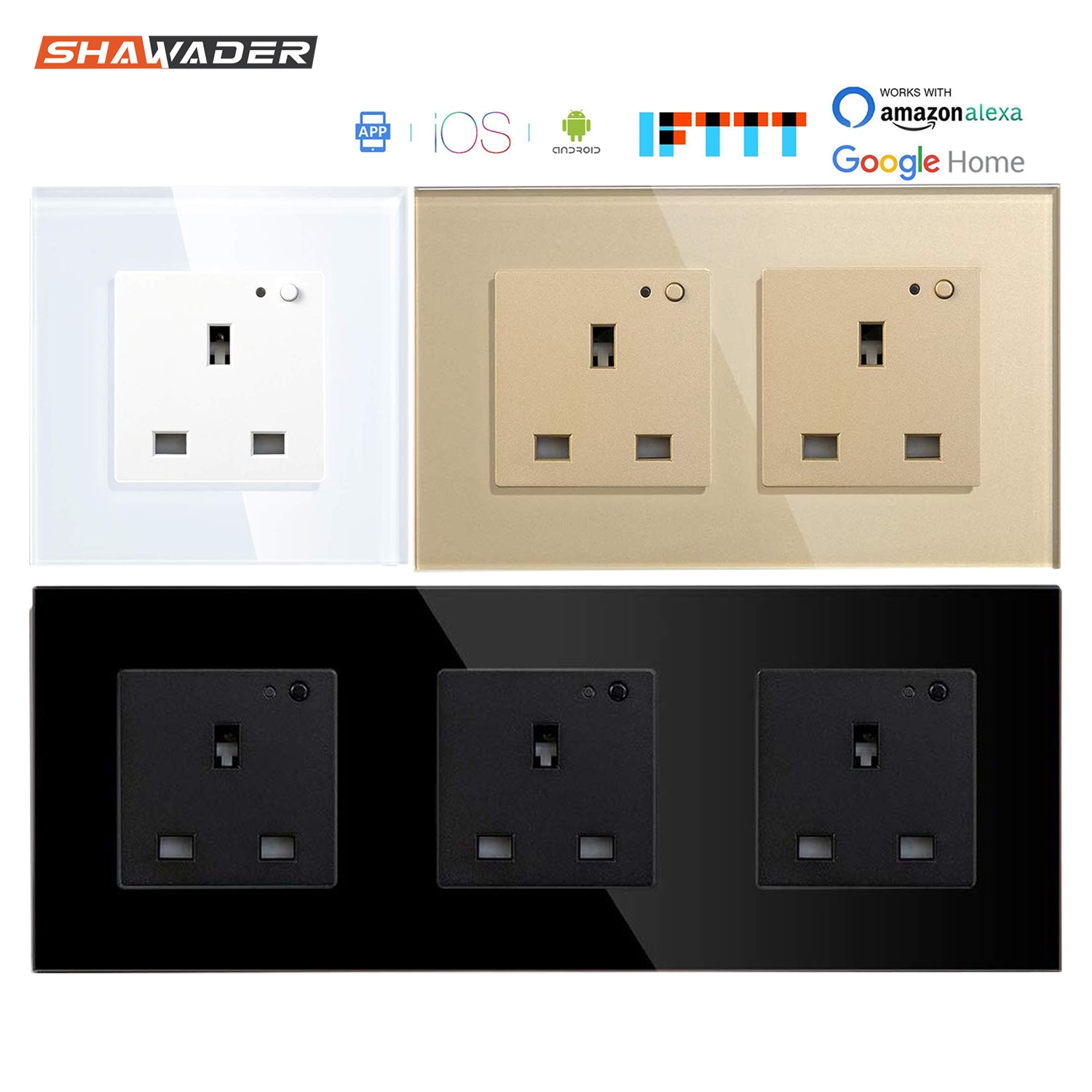 WiFi Smart Stopcontact UK Elektrische Stekker Gemonteerd Outlets 13A Swtiches App Remote Voice Control Timer werk met Alexa Google thuis