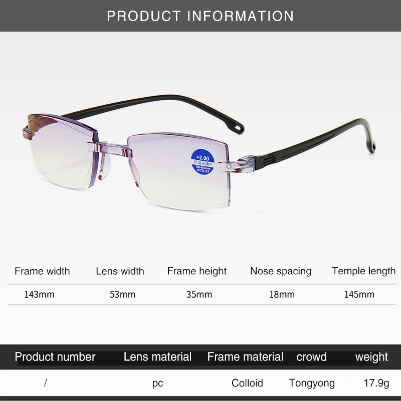 Anti Blauw Licht Leesbril Mannen Vergroting Eyewear Presbyope Bril Dioptrie Dimond Snijden + 1.0 ~ + 4.0 Heren Bril