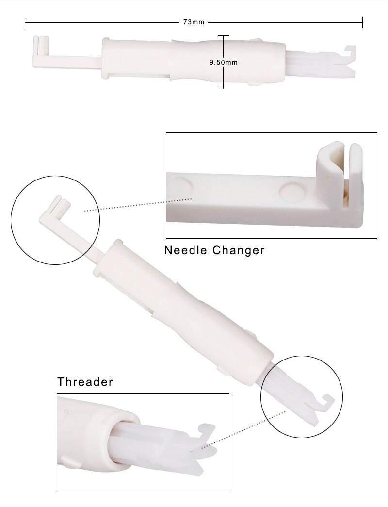 Machine Needle Threader Plastic Sewing Tool Handle Thread Plug-in Applicator Handle Thread Tool Sewing Machine Accessories