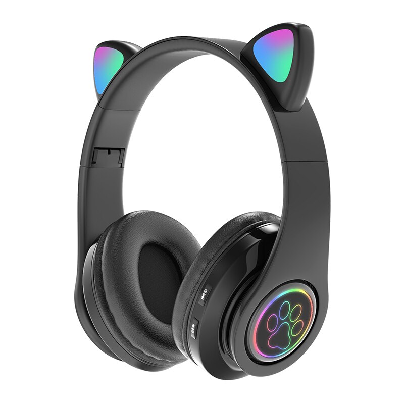 Roze Gaming Led Kat Ear Hoofdtelefoon Bluetooth Noise Cancelling Kids Meisje Headset Ondersteuning Tf-kaart Fm Radio Met Microfoon Draadloze + Bedrade: 02