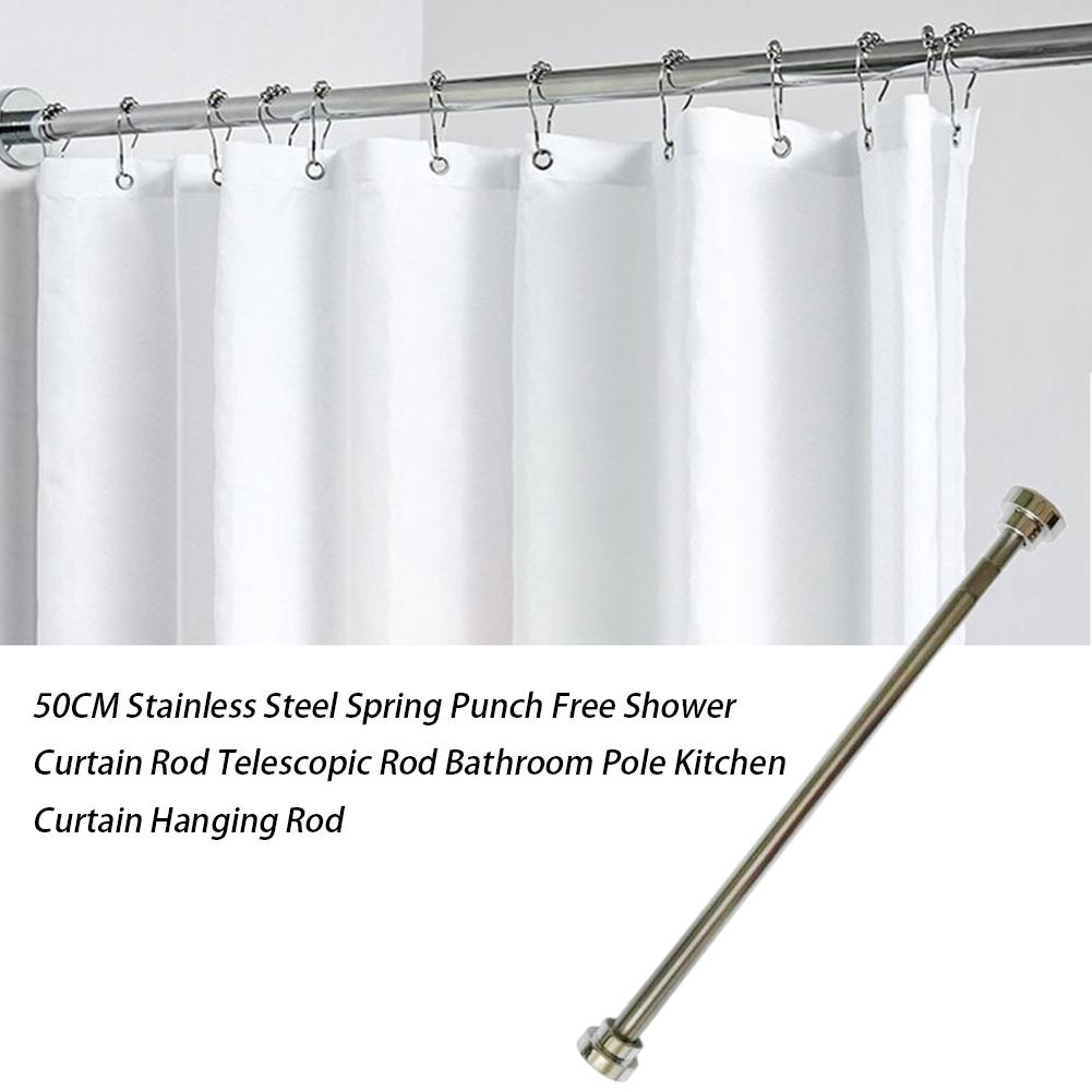 Tringle à rideau suspendue en acier inoxydable 50/80CM, tringle télescopique pour rideau de douche, sans perçage, pour salle de bain et cuisine