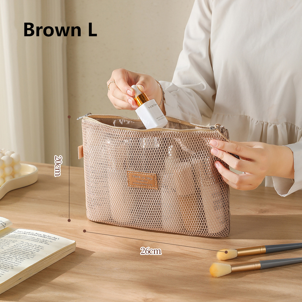 Mesh Clear Makeup Storage Small Bag Pillow Lipsticks Cosmetic Washbag Pouch Large Capacity Mini Women Organizer Bag Clutch Bag: Gold