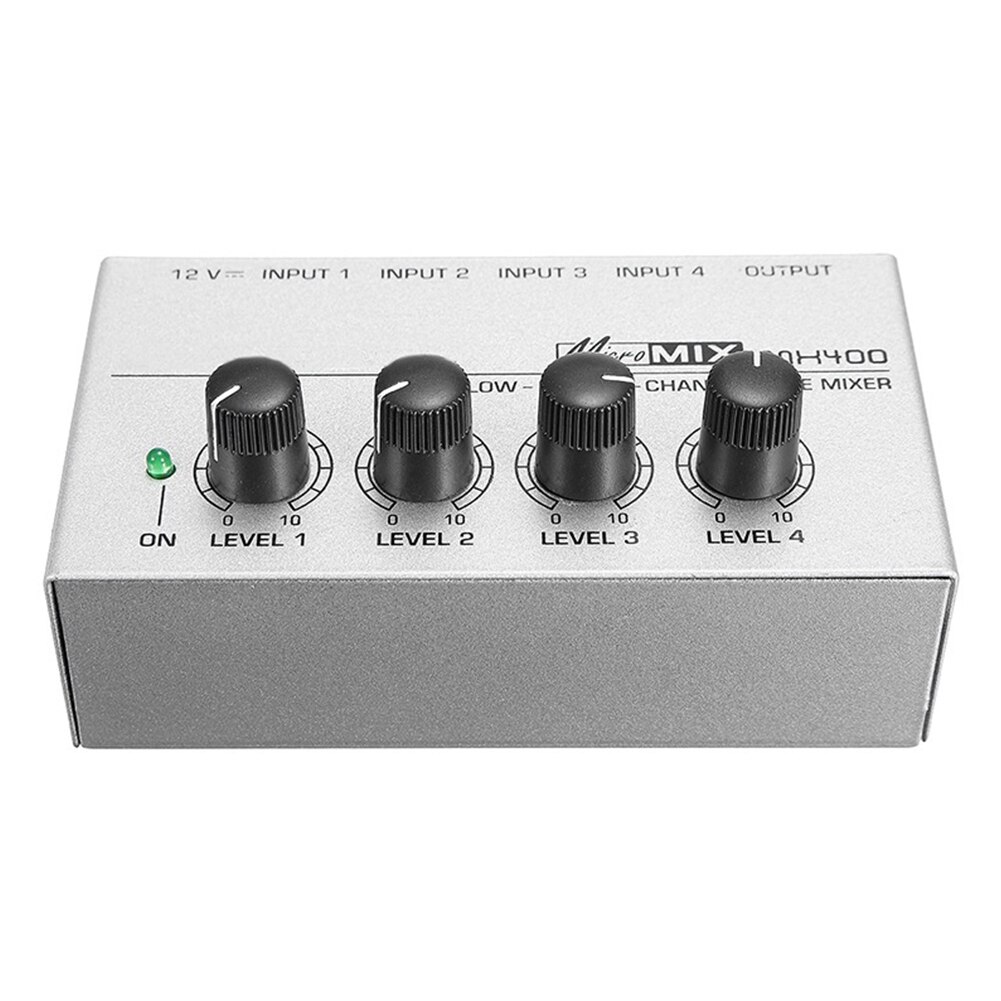 MX400 Mixer Audio Audio professionale KTV Mini portatile a 4 canali famiglia a basso rumore DJ Karaoke Ultra compatto Mono