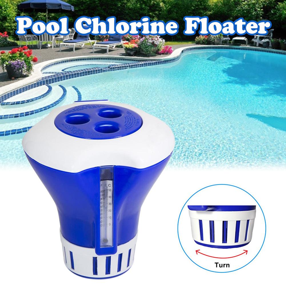 Pool Chlorine Floater 7 Inch Pool Chlorine Tablet Floater Chlorine Dispenser Floating Chlorinator With Built-in Thermometer