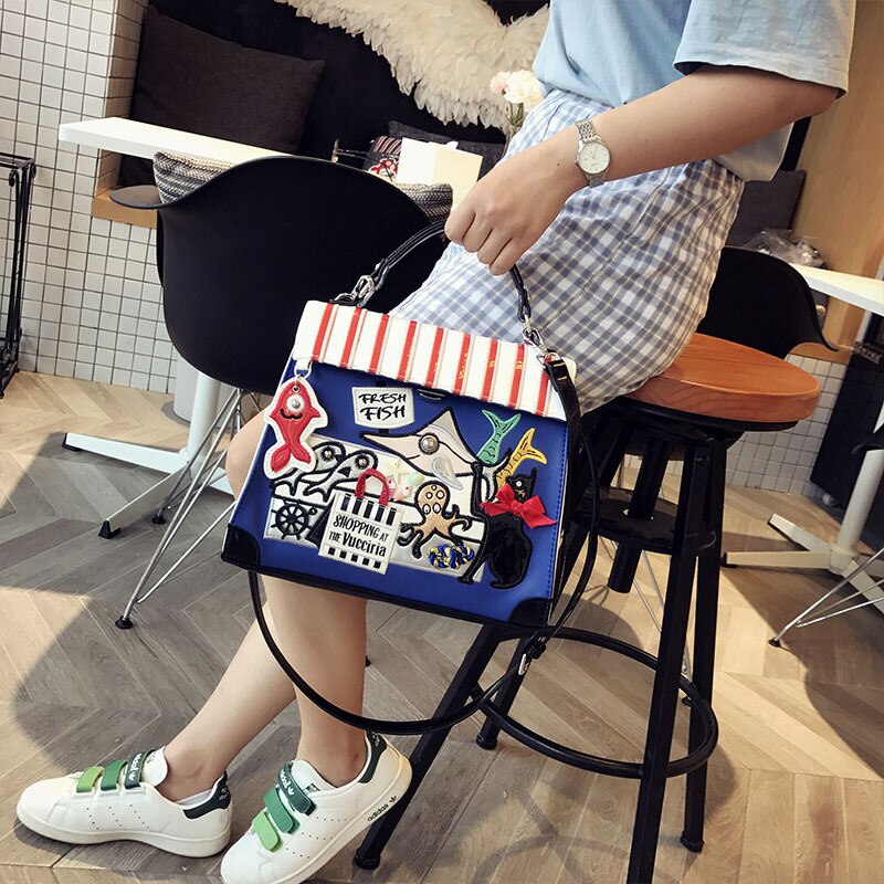 Dames pu leren handtassen vrouwelijke cartoon messenger bags dames portemonnee schoudertas casual tote bags