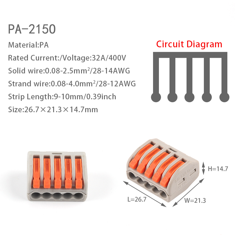 50 stks/zak 41 Hendel Quick Wire Kabel Dirigent Connector Universele 2/3/4/5/8 poort Klem Push-in Bedrading Terminal Huishoudelijke Apparaten: MULTI