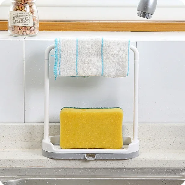 1Pc Aanrecht Schotel Spons Opbergrek Vaatdoek Droogrek Spons Afvoer Water Holle Lade Keuken Accessoires Organizer